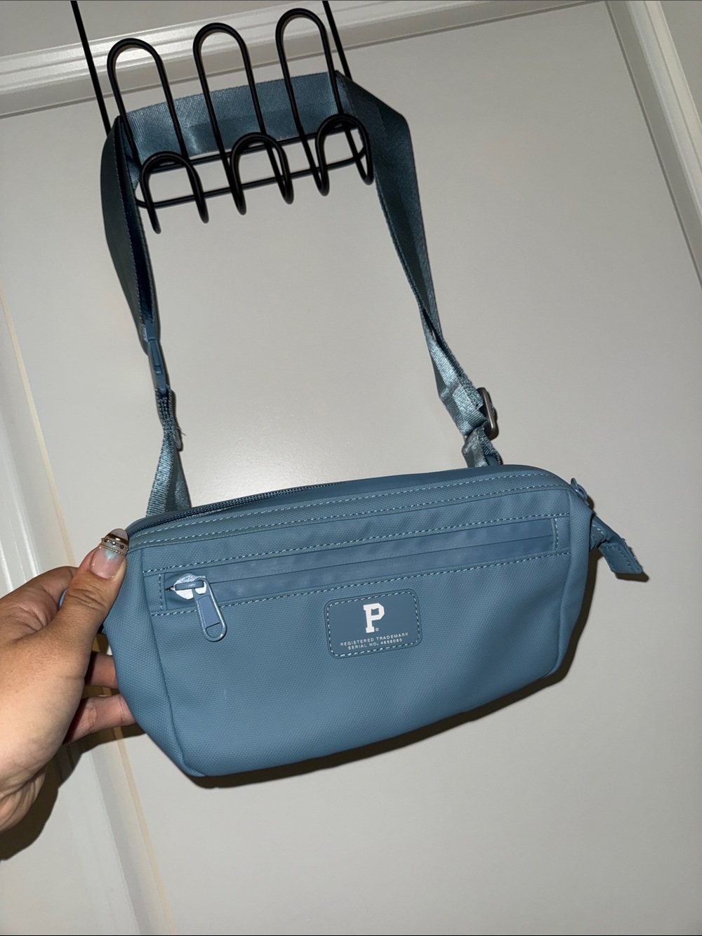 Padded Blue Belt Bag with Adjustable Strap